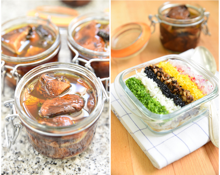 Des harengs vegans dans un pot en verre