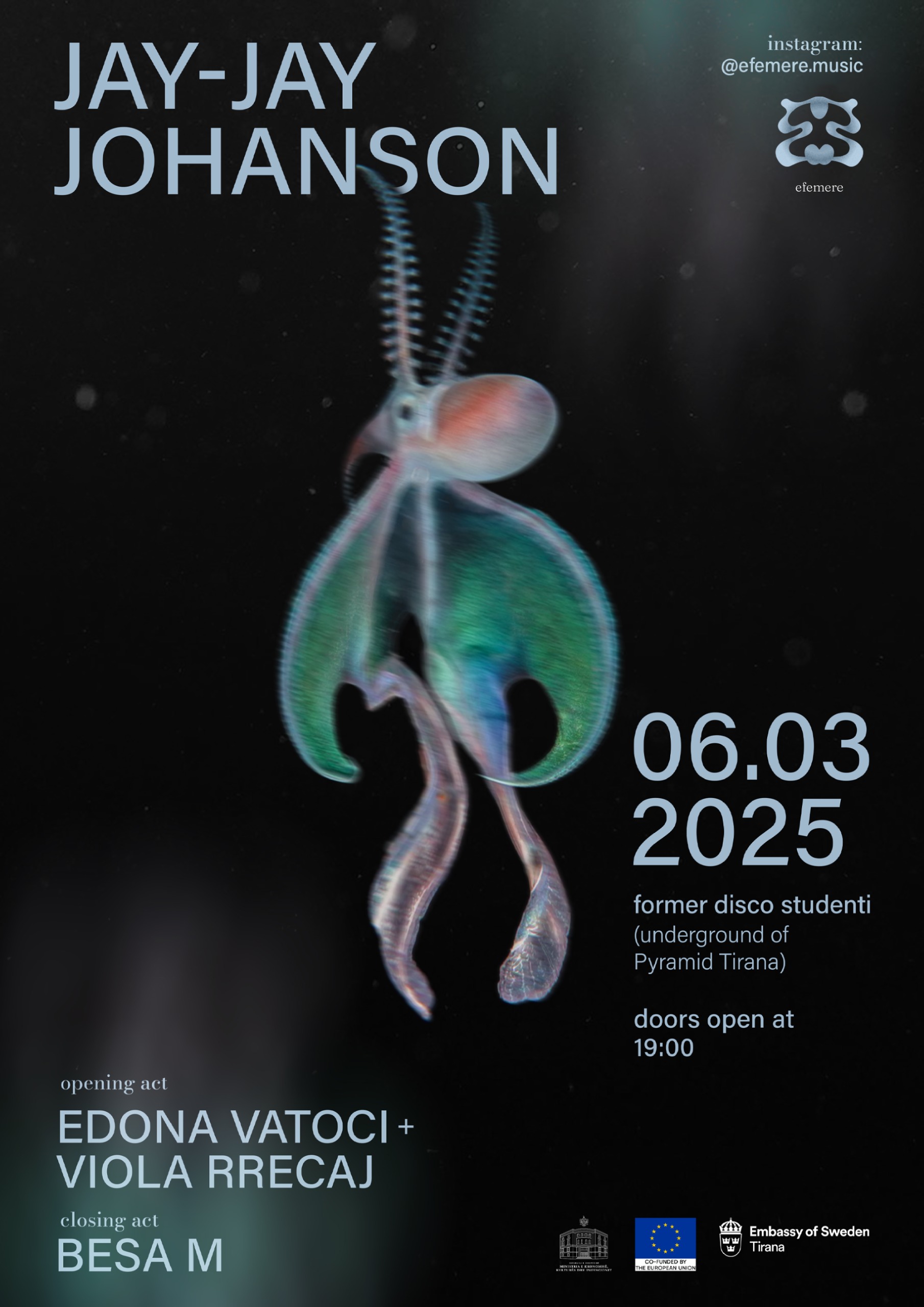 A poster for the Jay-Jay Johanson concert.