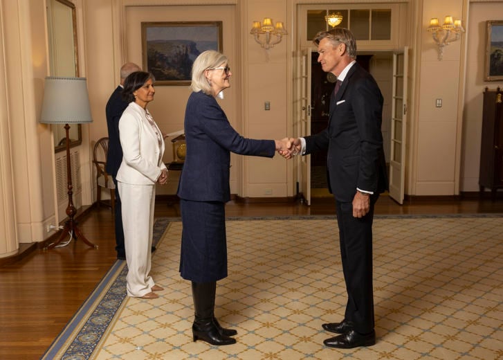 H.E. the Honourable Sam Mostyn AC, Governor-General of Australia and Ambassador Klas Molin
