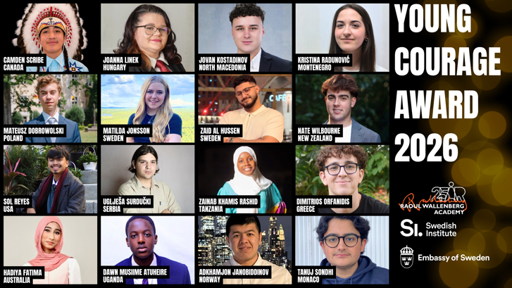 2026 Young Courage Award winners from 15 countries.