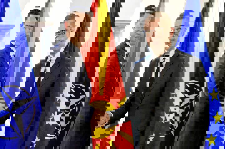 Ambassador Ola Sohlström and Prime Minister of the Government of North Macedonia Mr. Hristijan MIckoski