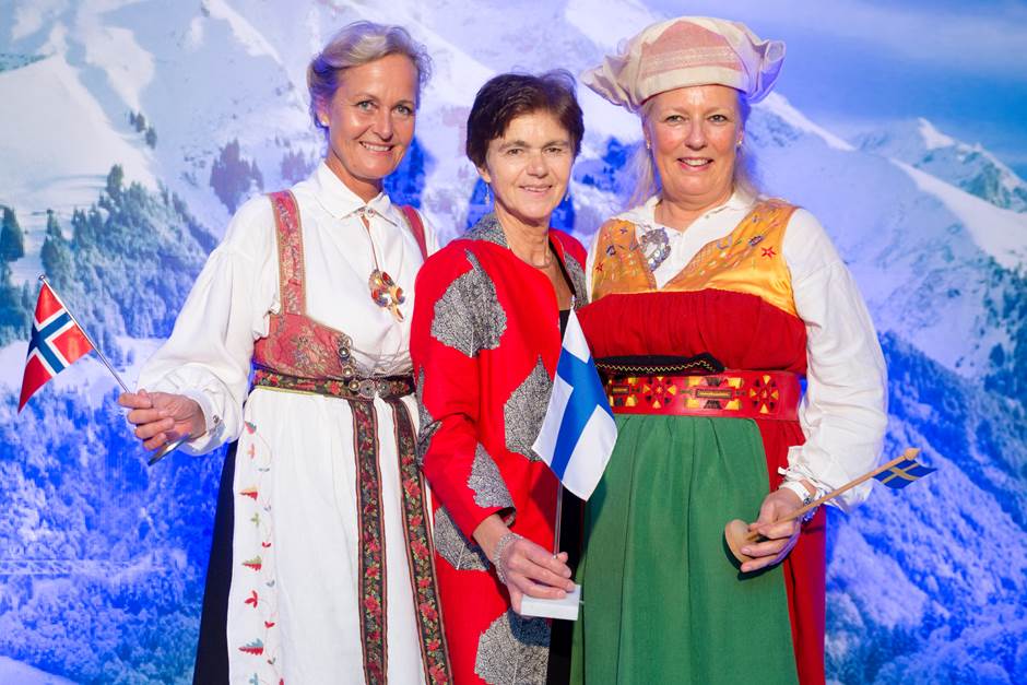 The Nordic ambassadors, Anne Lene Dale of Norway, Laura Torvinen of Finland and Marie Andersson de Frutos of Sweden